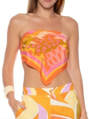 Farm Rio Scarf Orange Pink Floral